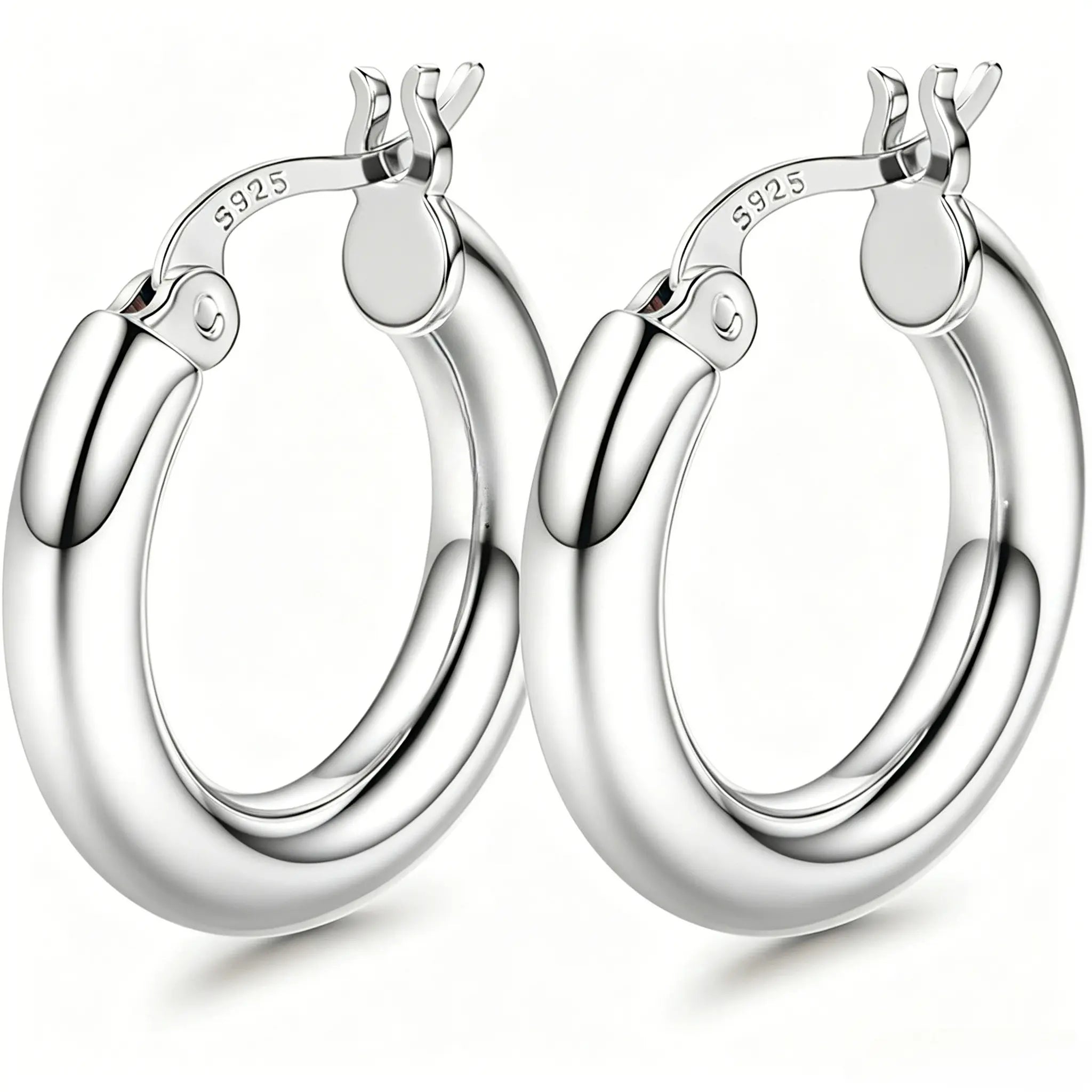 Ischia chunky hoop earrings in silver, 25mm