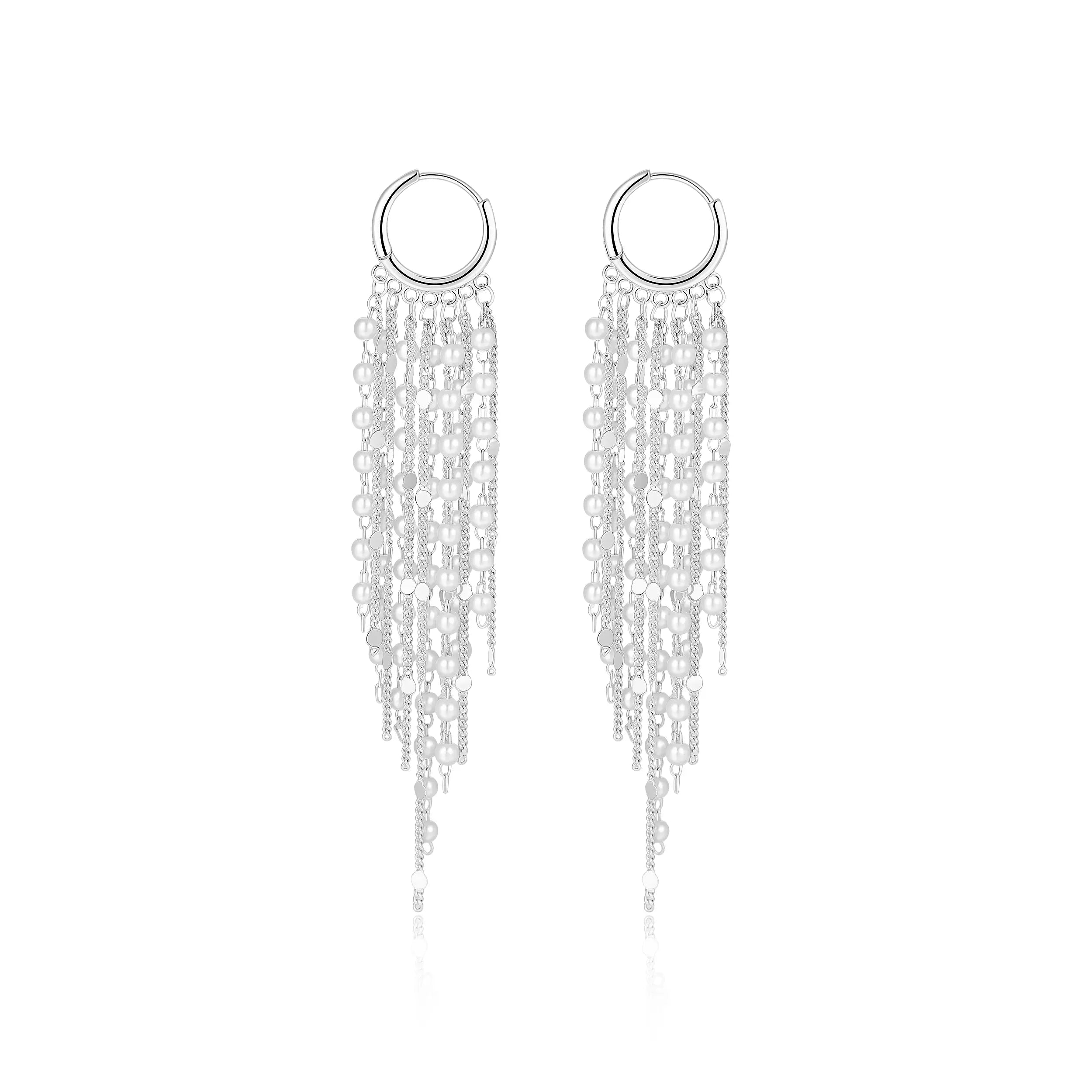 Cascata tassel earrings in Pearl-Silver