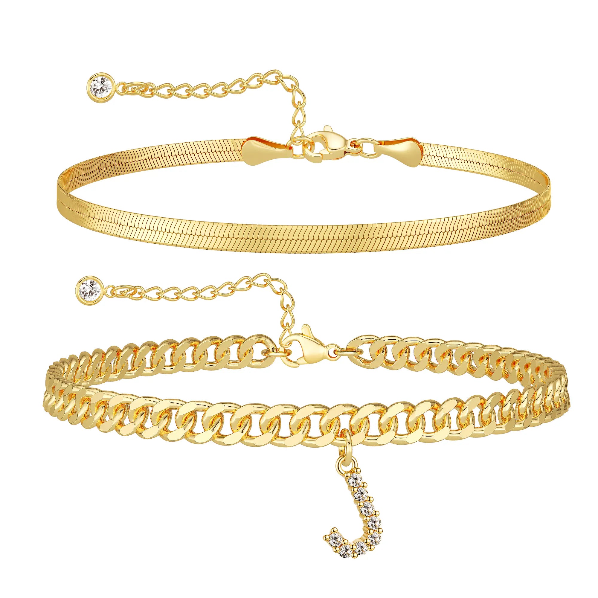 Marea initial anklet set — letter J