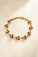 Tropea enamel cherry bracelet in gold