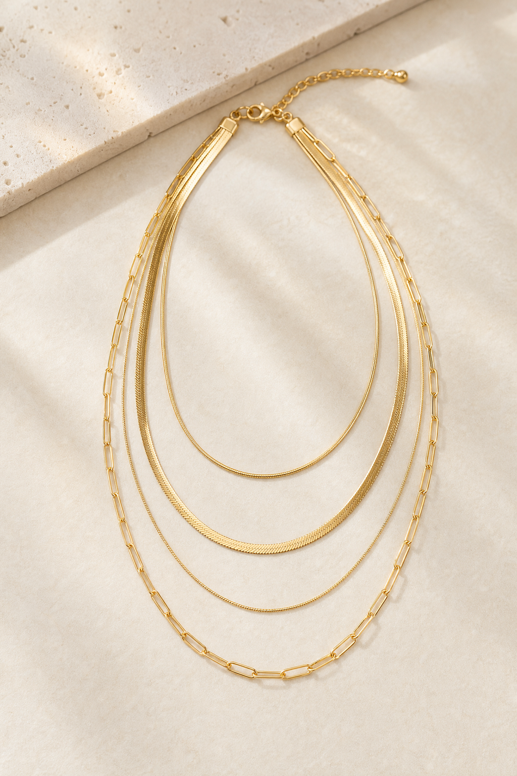 Positano flat snake chain necklace in gold