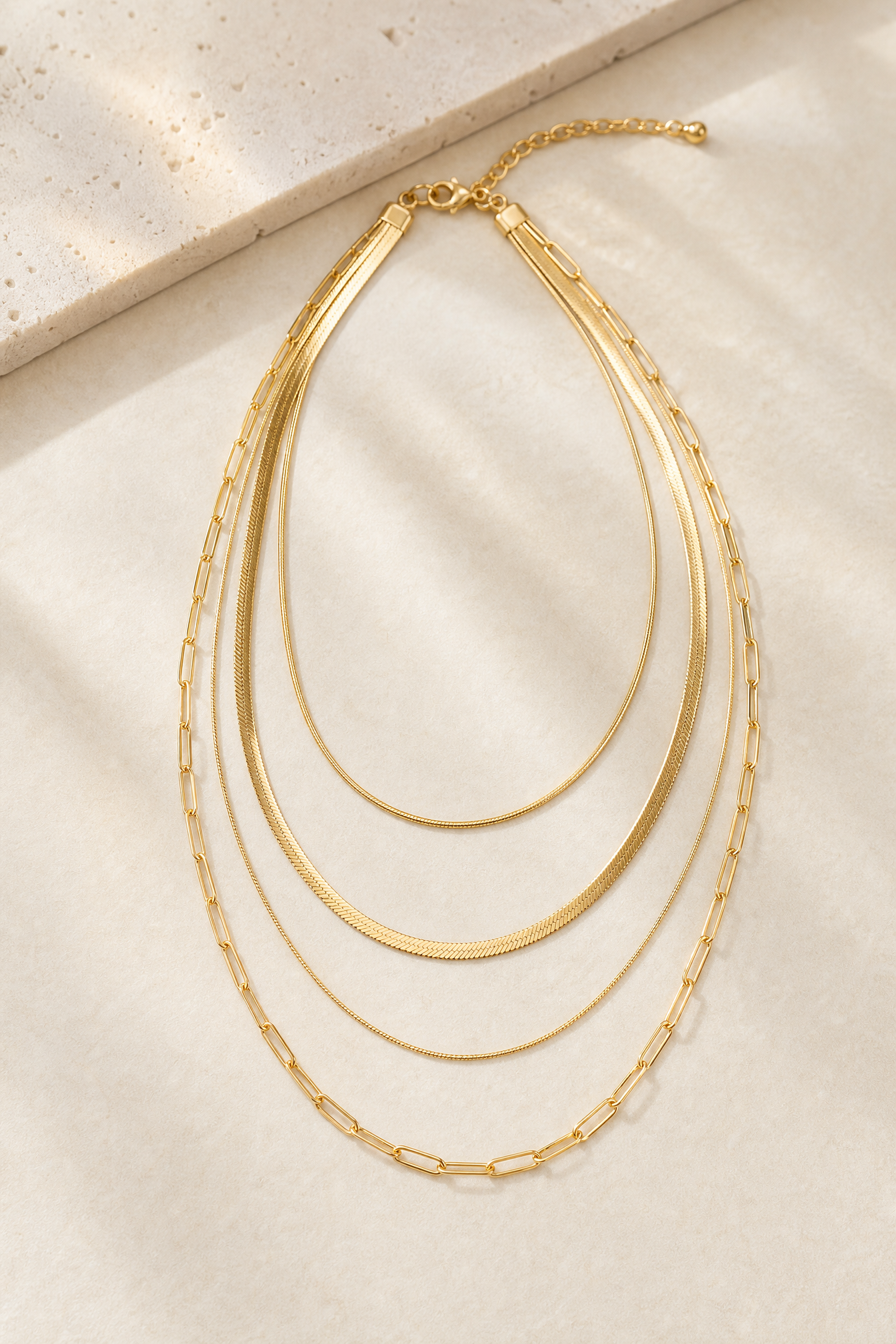Positano flat snake chain necklace in gold