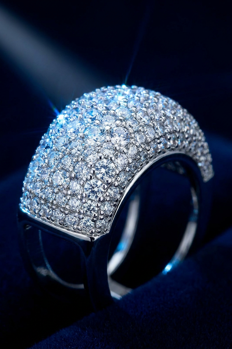 Macro of the white gold Cupola pave dome