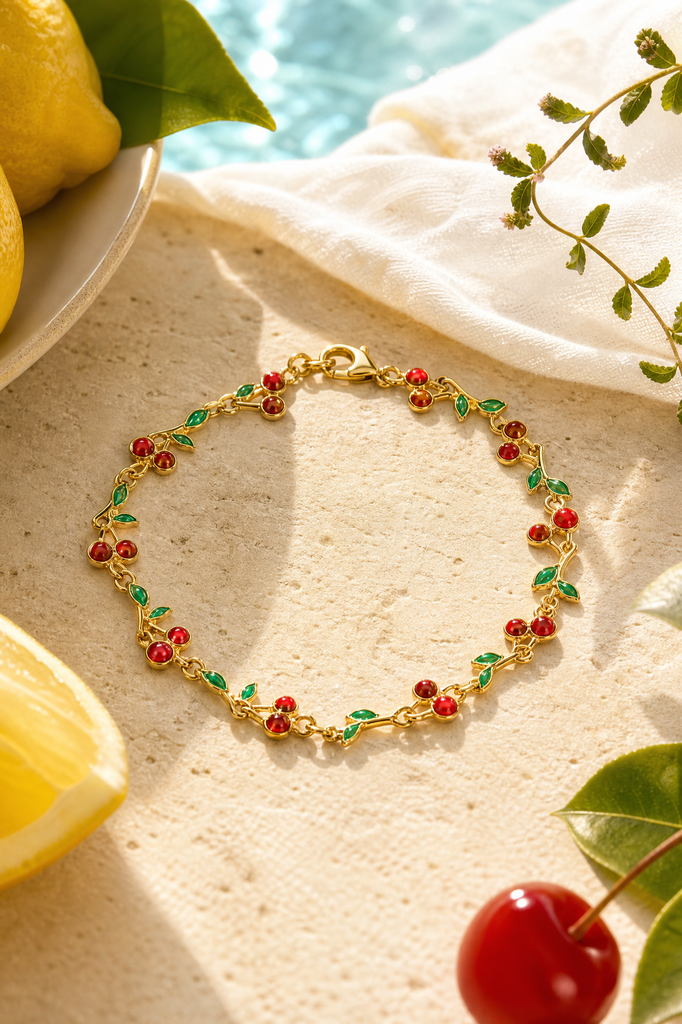 Tropea cherry bracelet still life