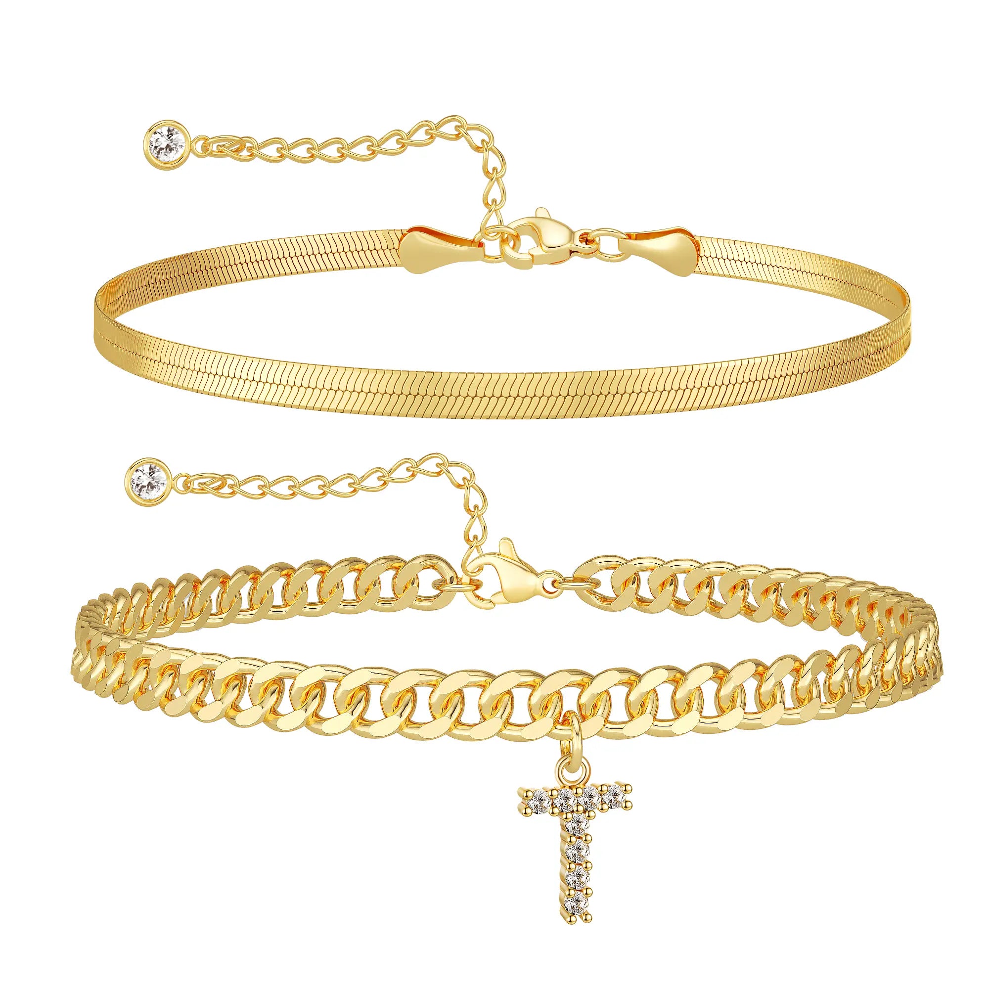 Marea initial anklet set — letter T