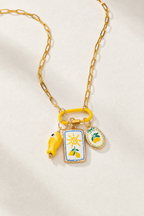 Limone enamel lemon charm necklace in gold