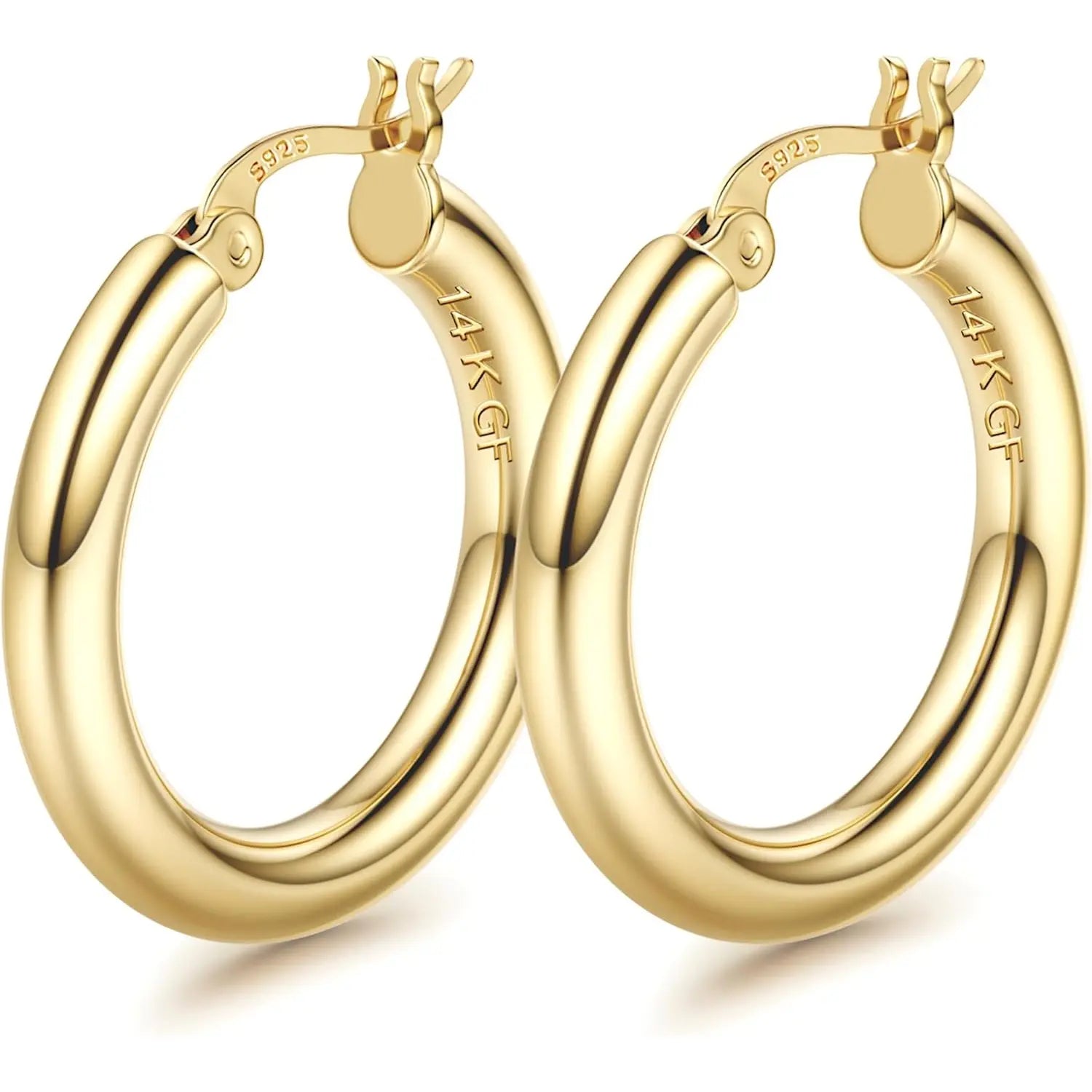 Ischia chunky hoop earrings in gold, 30mm