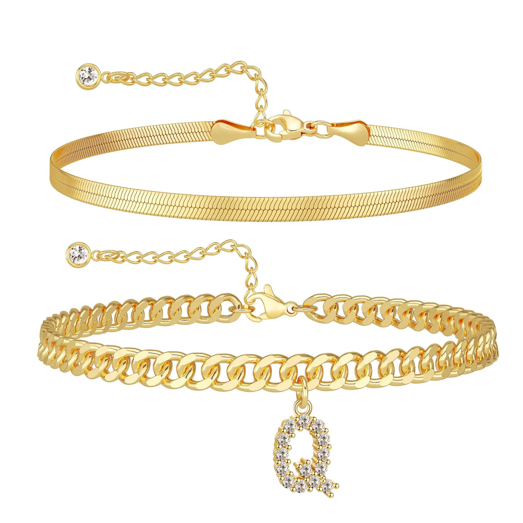 Marea initial anklet set — letter Q