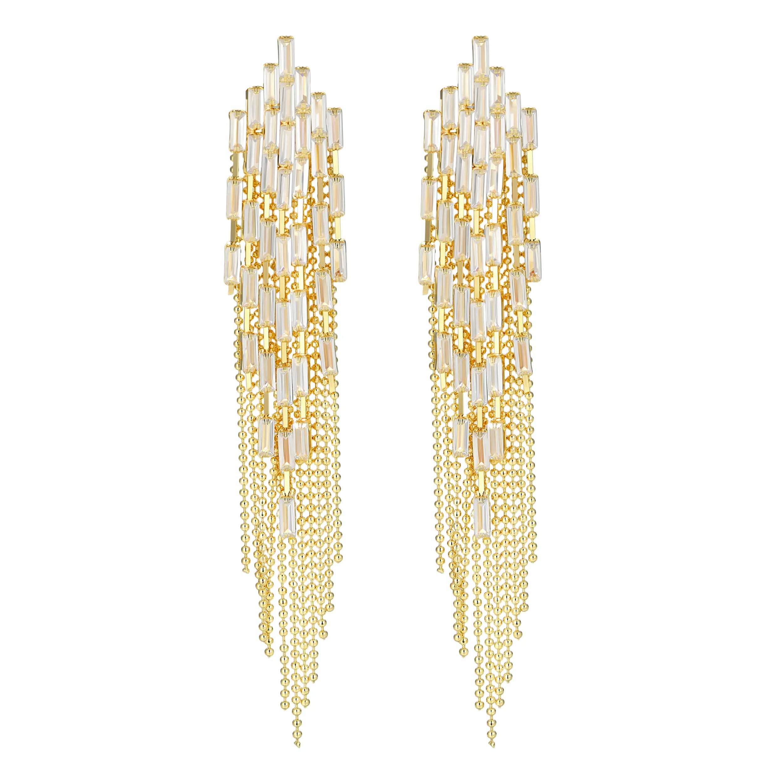 Cascata tassel earrings in Zircon-Gold-B