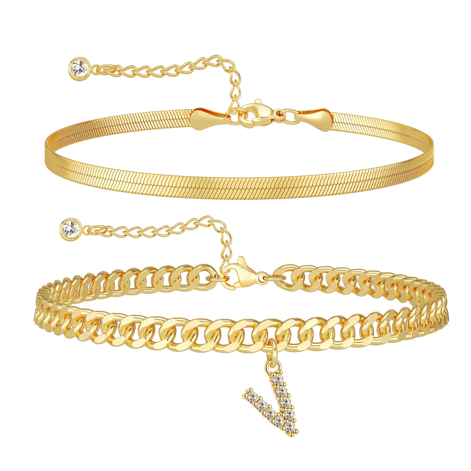 Marea initial anklet set — letter V