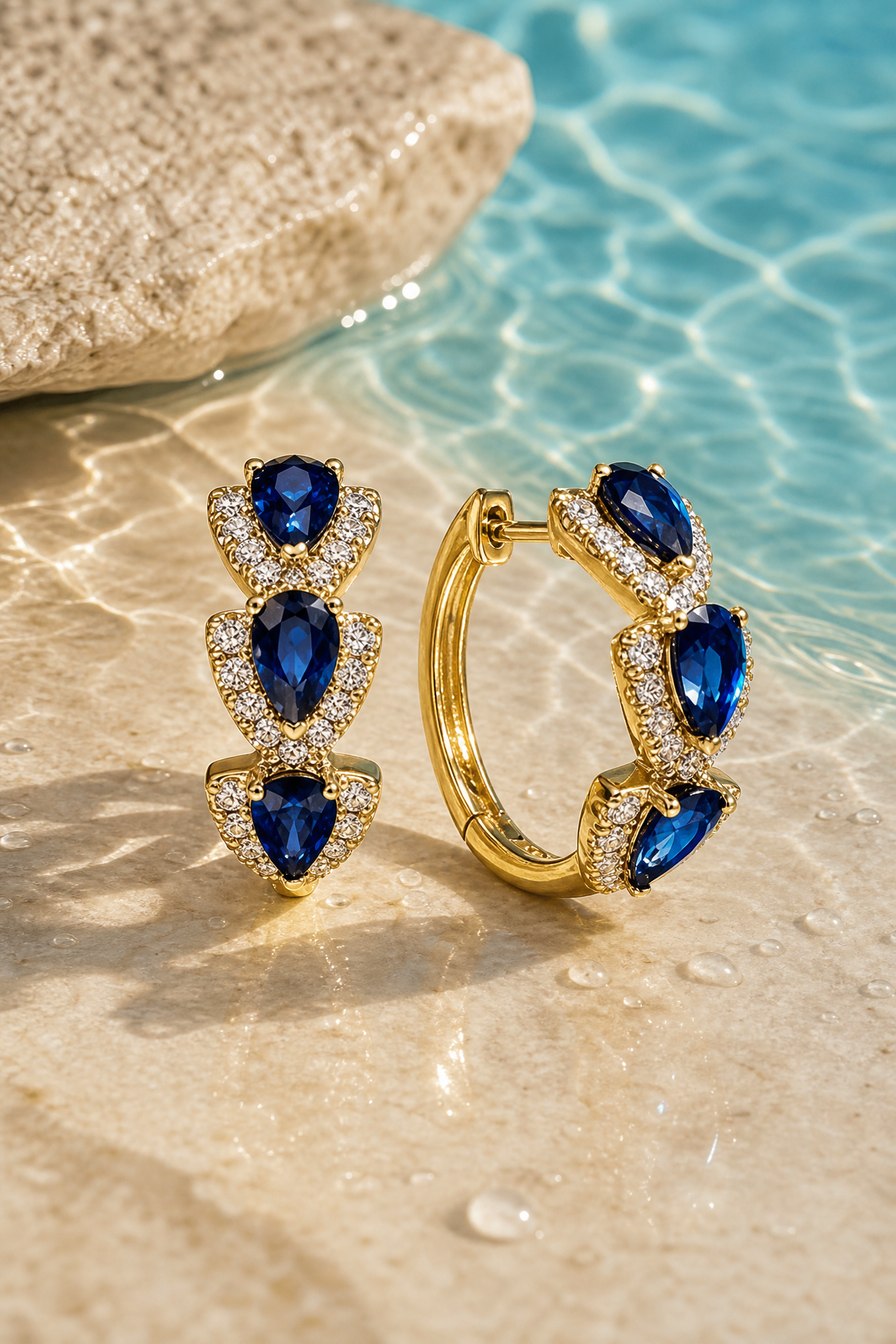 Notte sapphire hoops detail