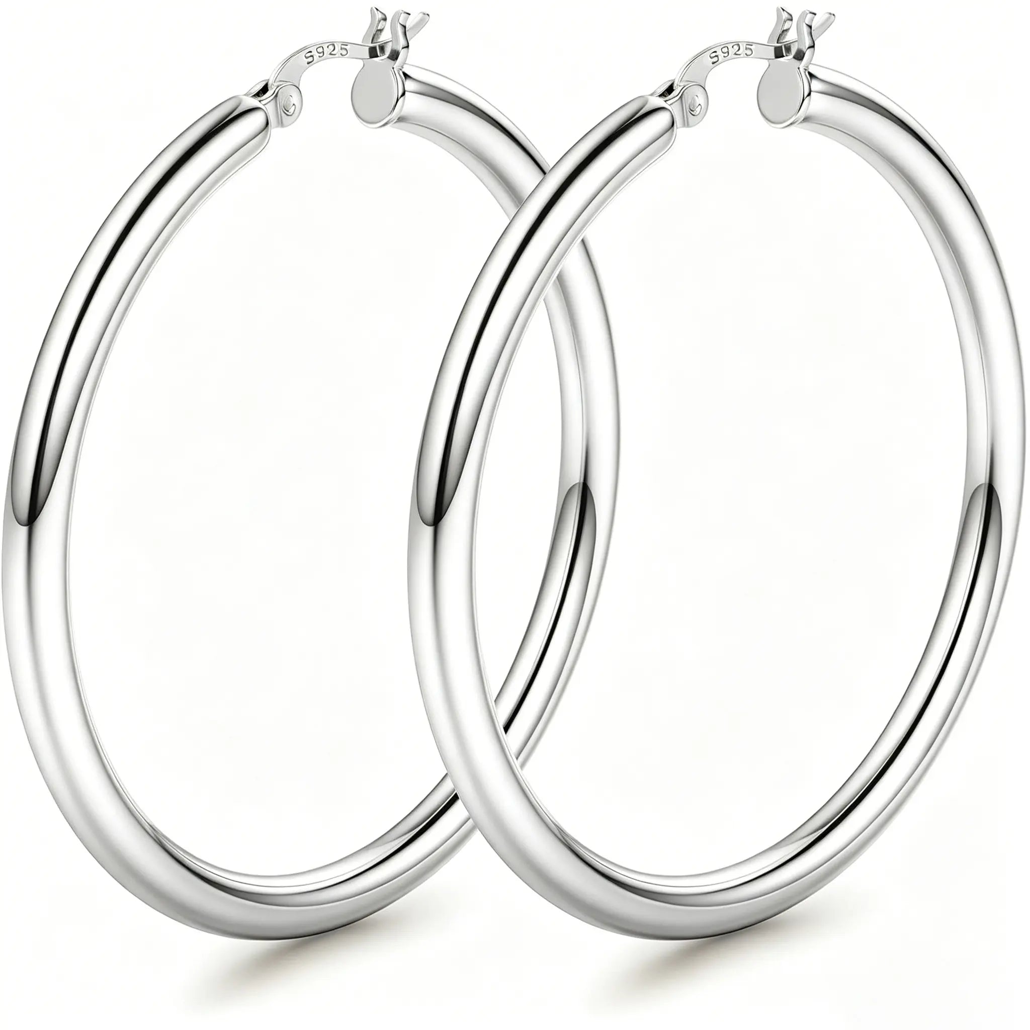 Ischia chunky hoop earrings in silver, 70mm