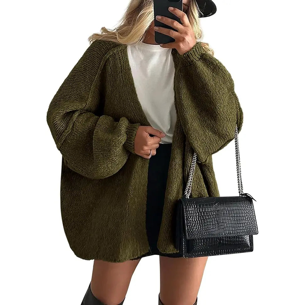Nuvola Oversized Cardigan in Olive Green