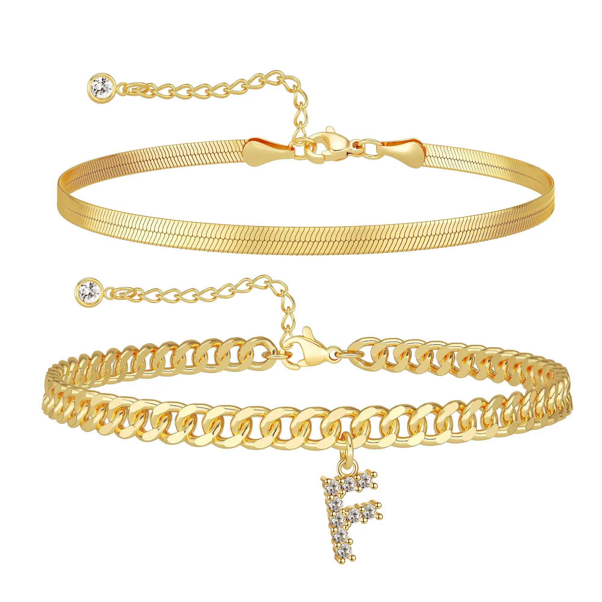 Marea initial anklet set — letter F