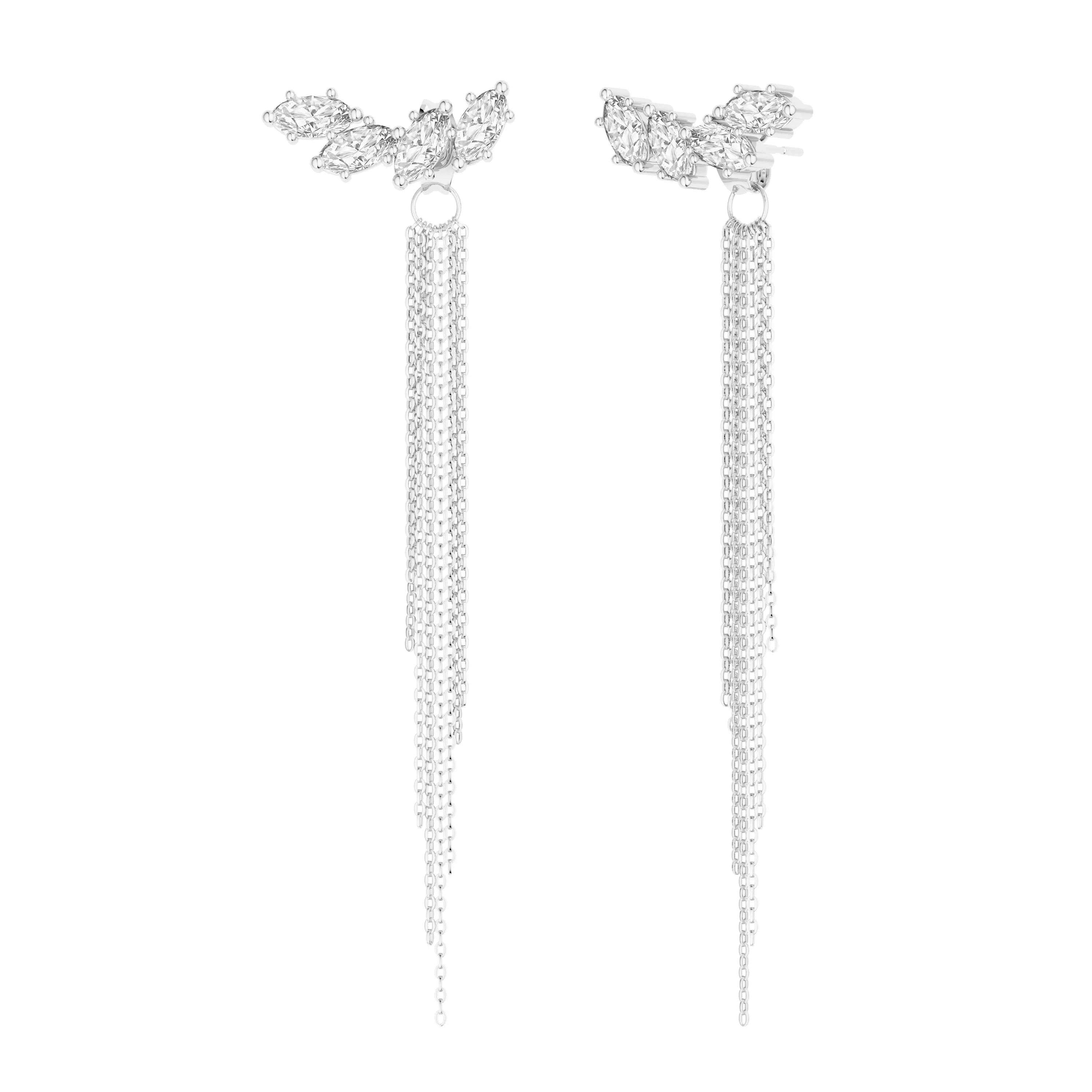 Cascata tassel earrings in Zircon-Silver-A