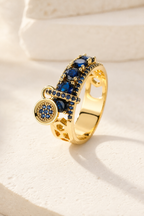 Conca royal-blue stone ring in gold tone