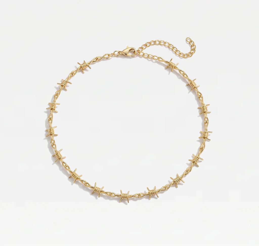 Spina barbed choker, gold finish