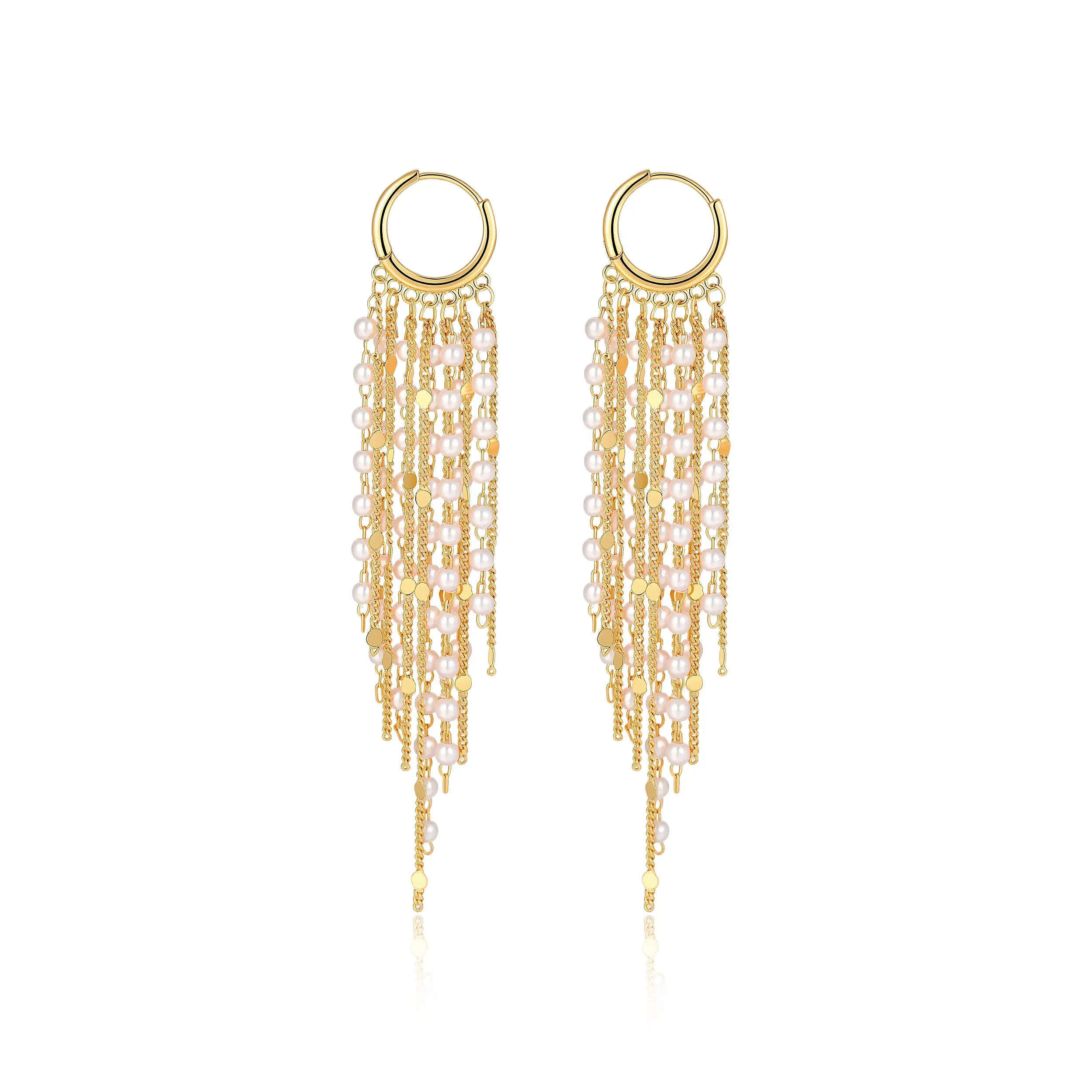 Cascata tassel earrings in Pearl-Gold
