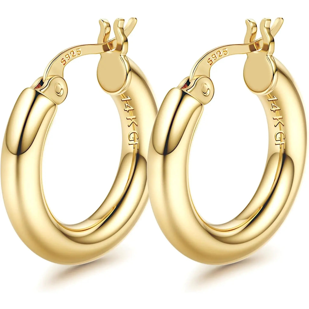 Ischia chunky hoop earrings in gold, 25mm