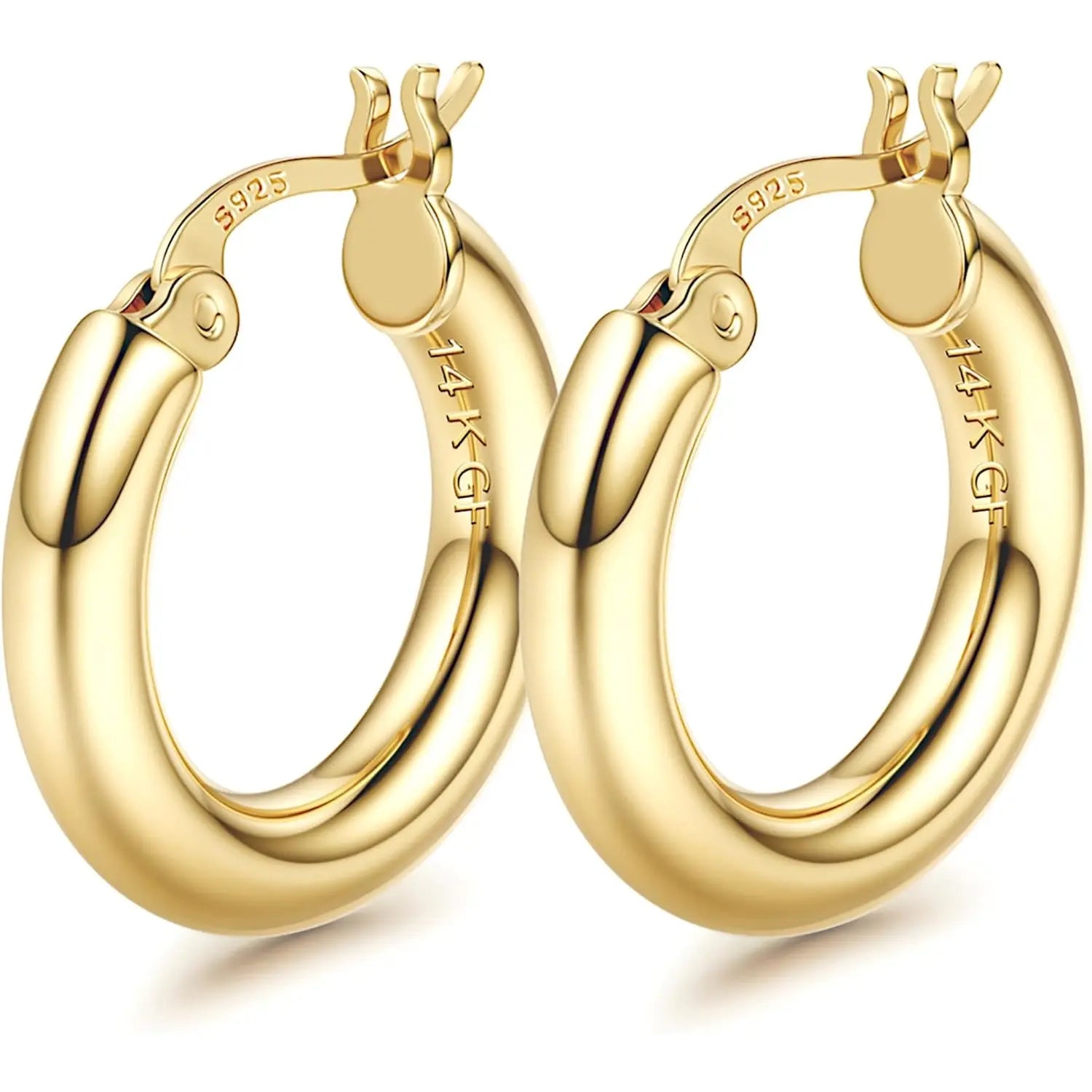 Ischia chunky hoop earrings in gold, 25mm