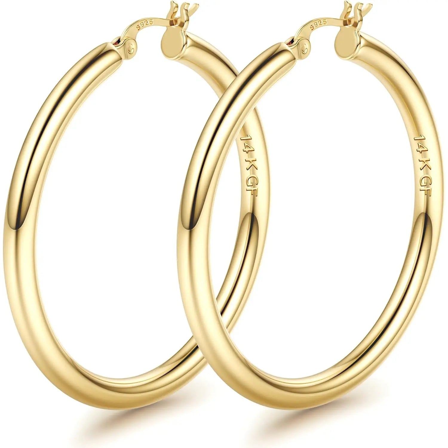 Ischia chunky hoop earrings in gold, 60mm