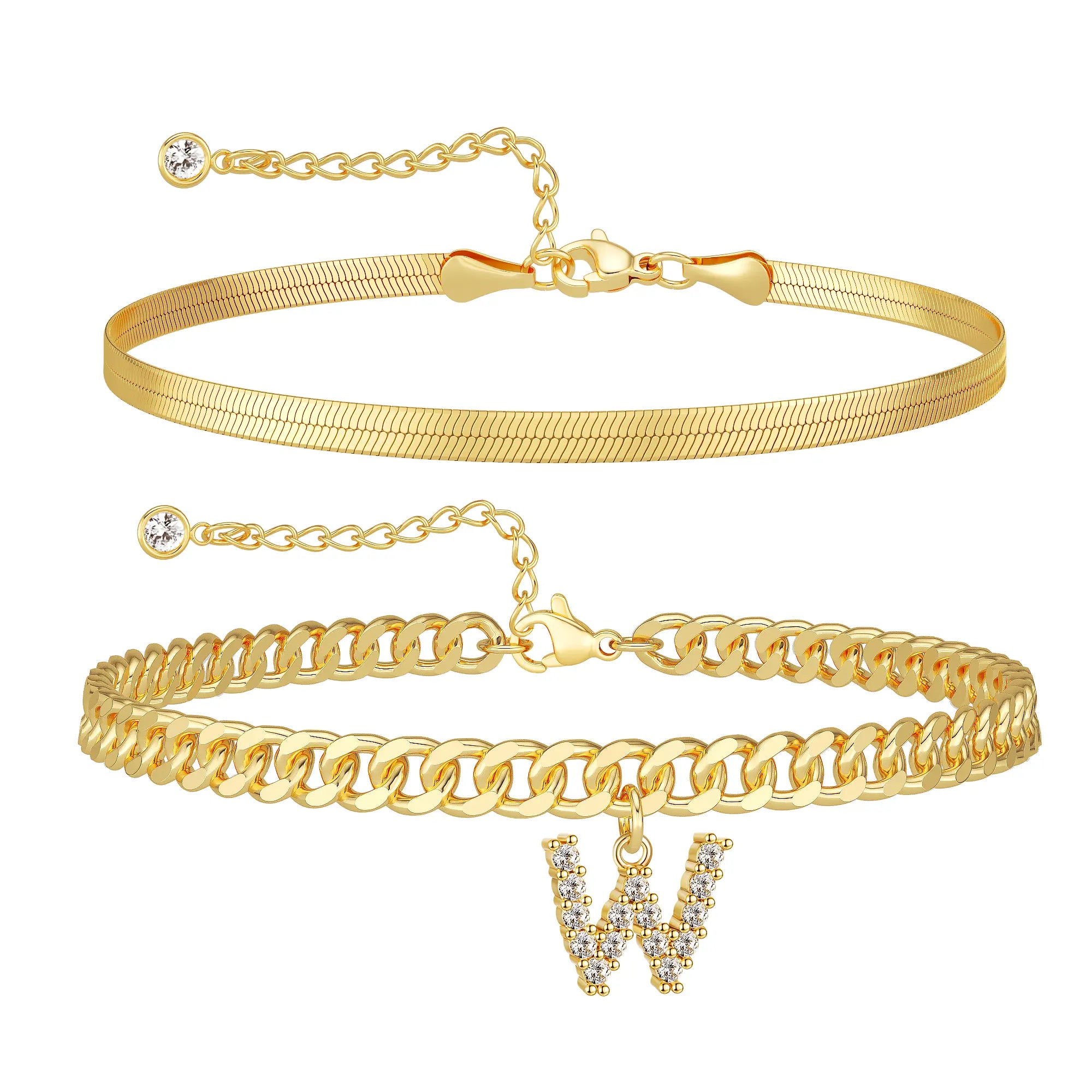 Marea initial anklet set — letter W
