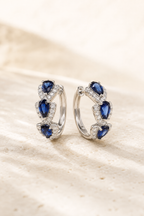 Atrani silver-tone blue CZ hoop earrings
