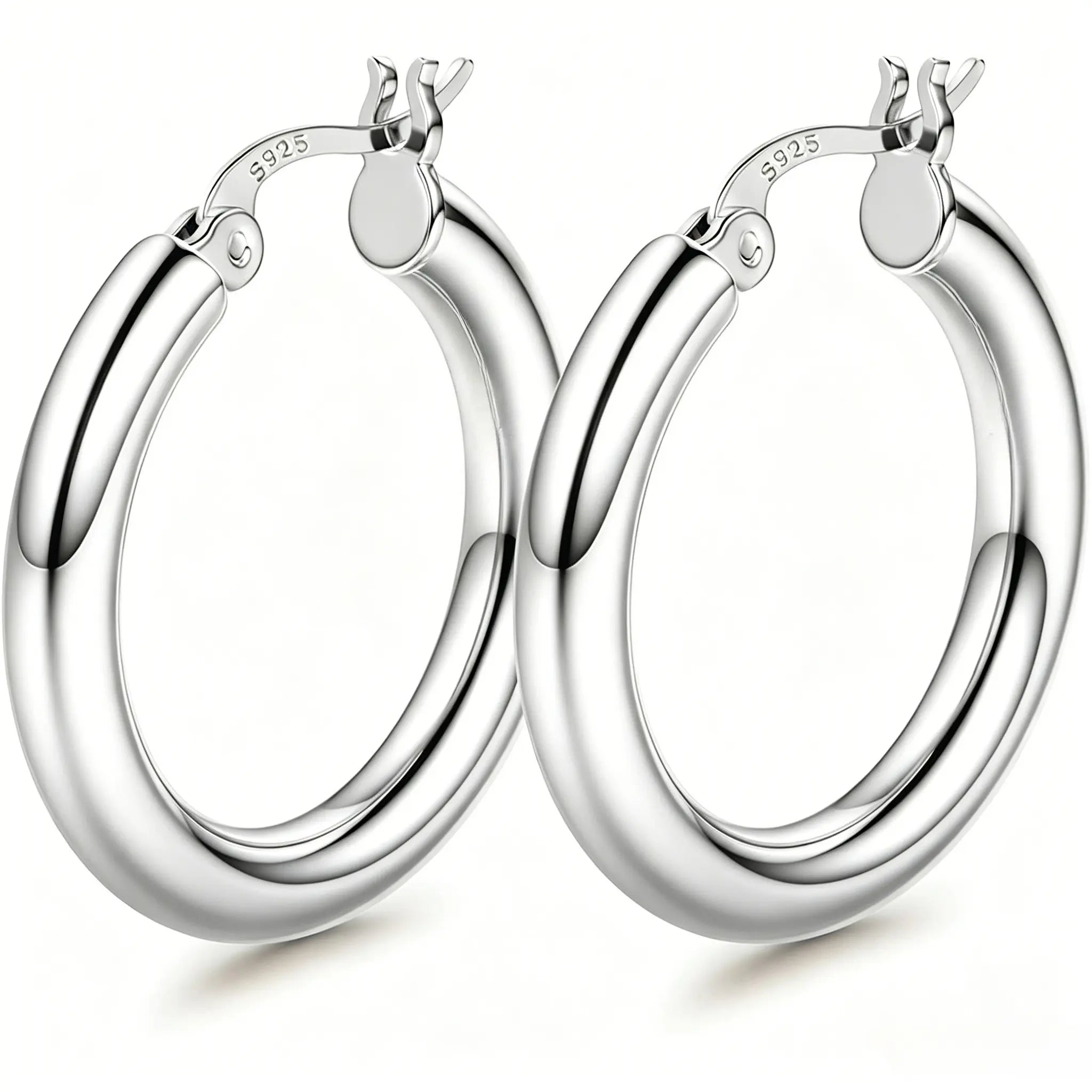 Ischia chunky hoop earrings in silver, 30mm