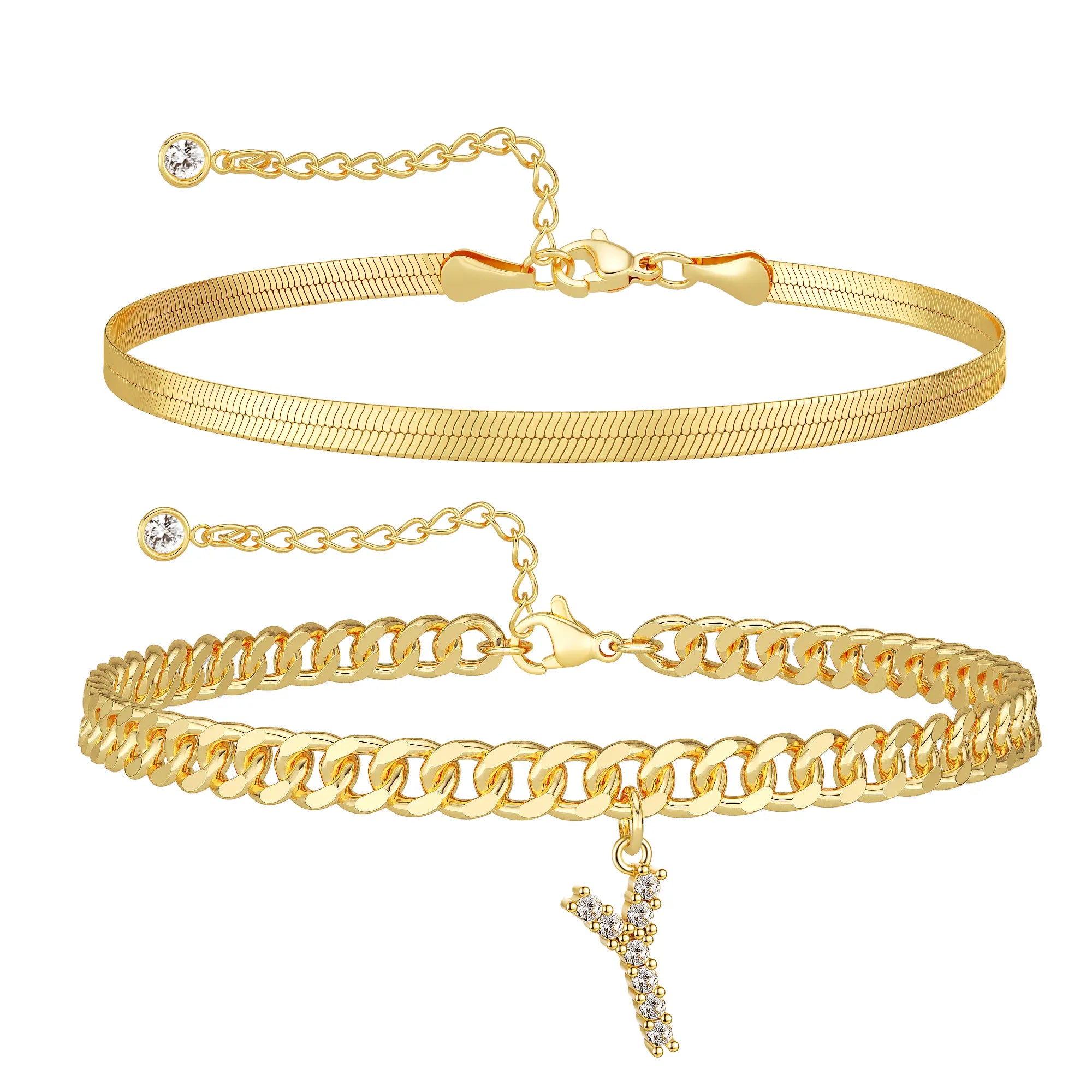 Marea initial anklet set — letter Y
