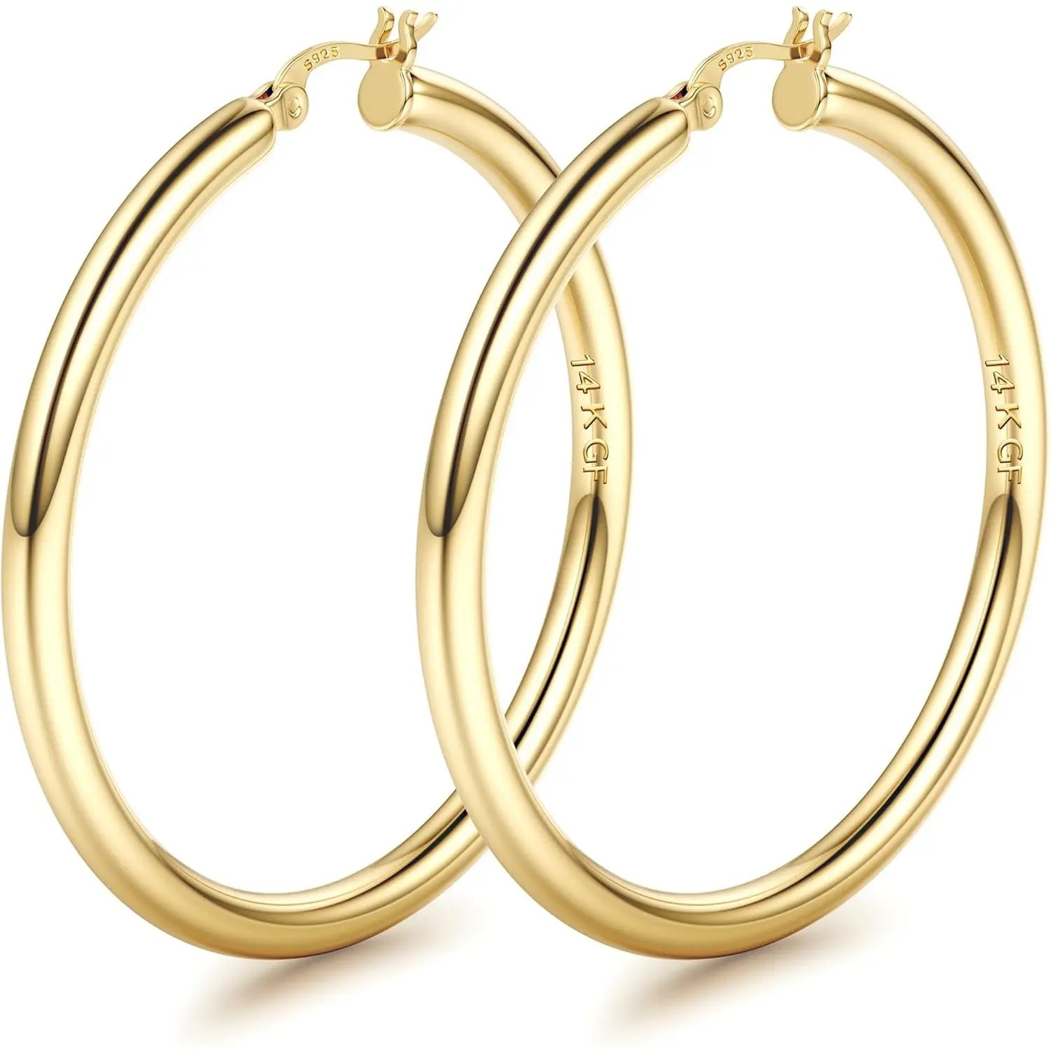 Ischia chunky hoop earrings in gold, 70mm