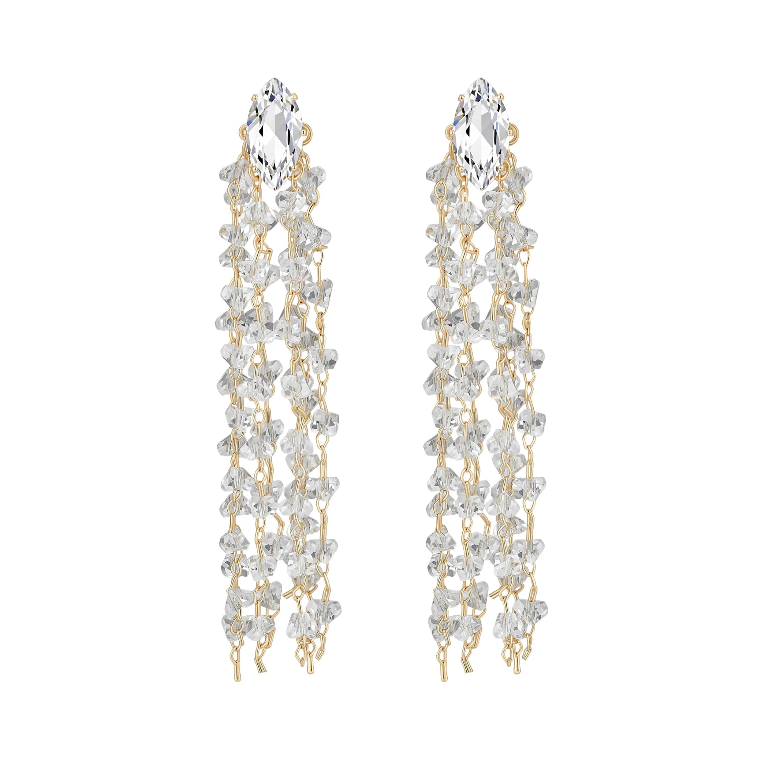 Cascata tassel earrings in Zircon-Gold-C