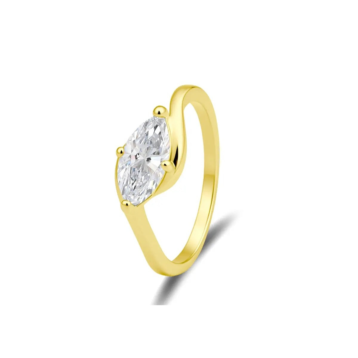 Onda marquise ring, gold tone
