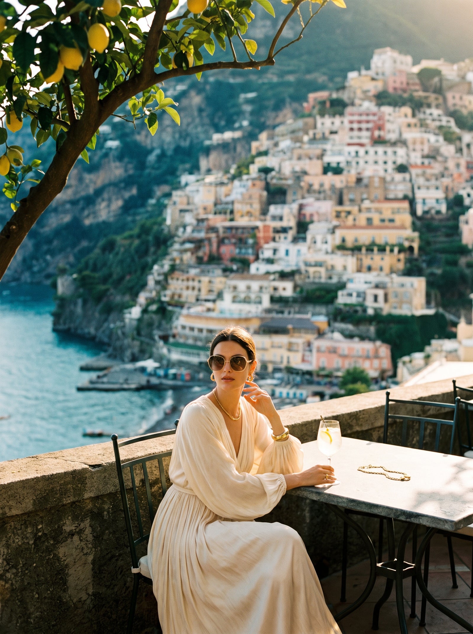 Amalfi coast terrace overlooking Positano — born on the Amalfi Coast
