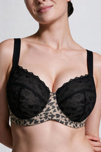 Cuore heart lace bra in black, worn