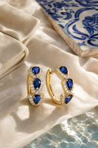 Notte sapphire hoops flat lay
