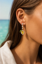 Lemon stud earrings worn