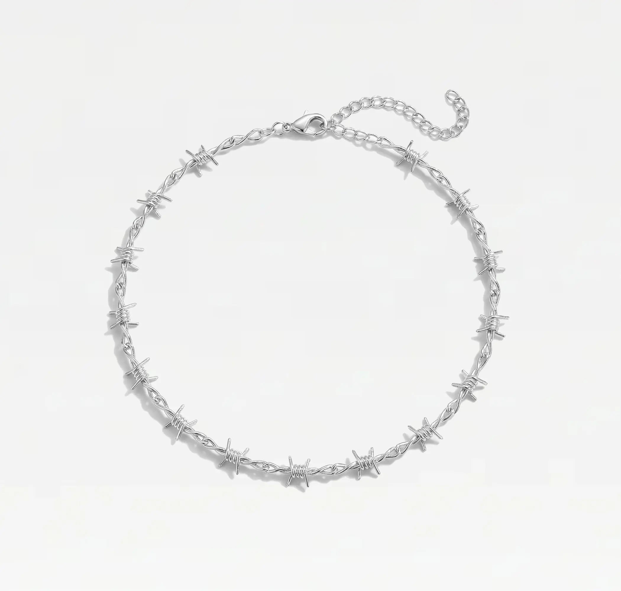 Spina barbed choker, silver finish