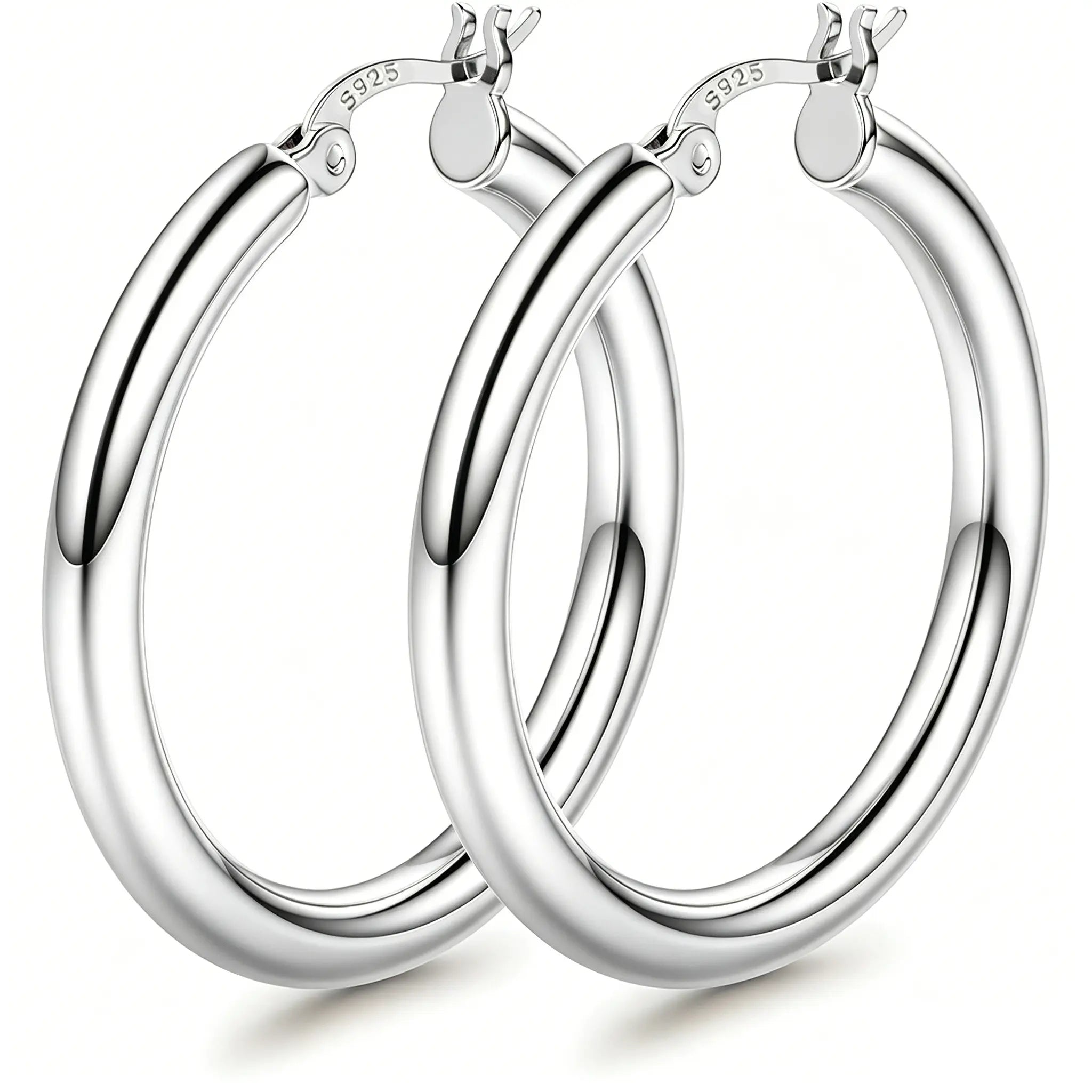 Ischia chunky hoop earrings in silver, 40mm
