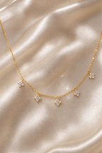 Fiorella flower charm choker on ivory silk