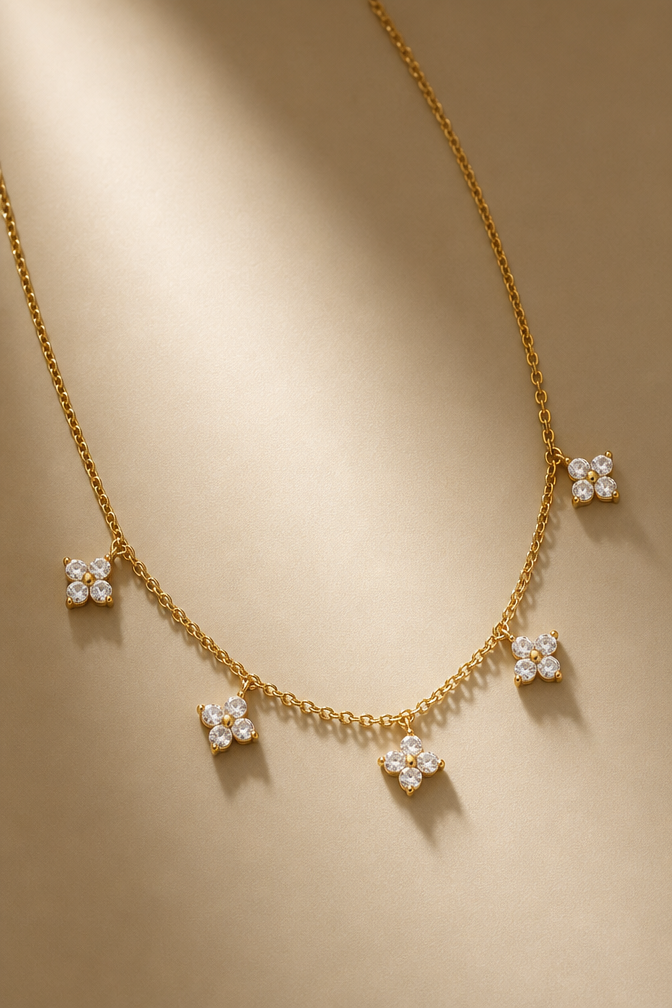 Macro close-up of the Fiorella crystal flower charms