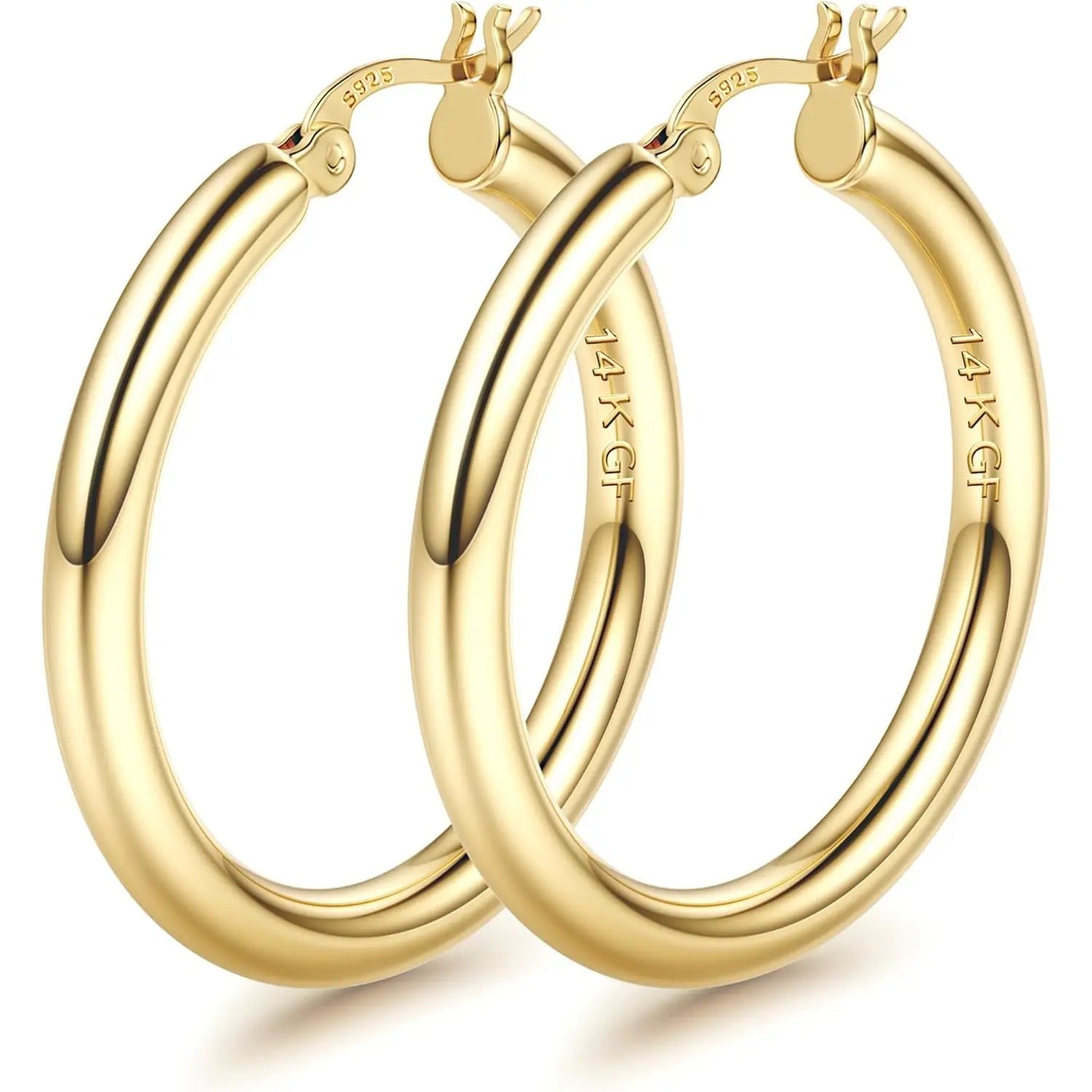 Ischia chunky hoop earrings in gold, 40mm