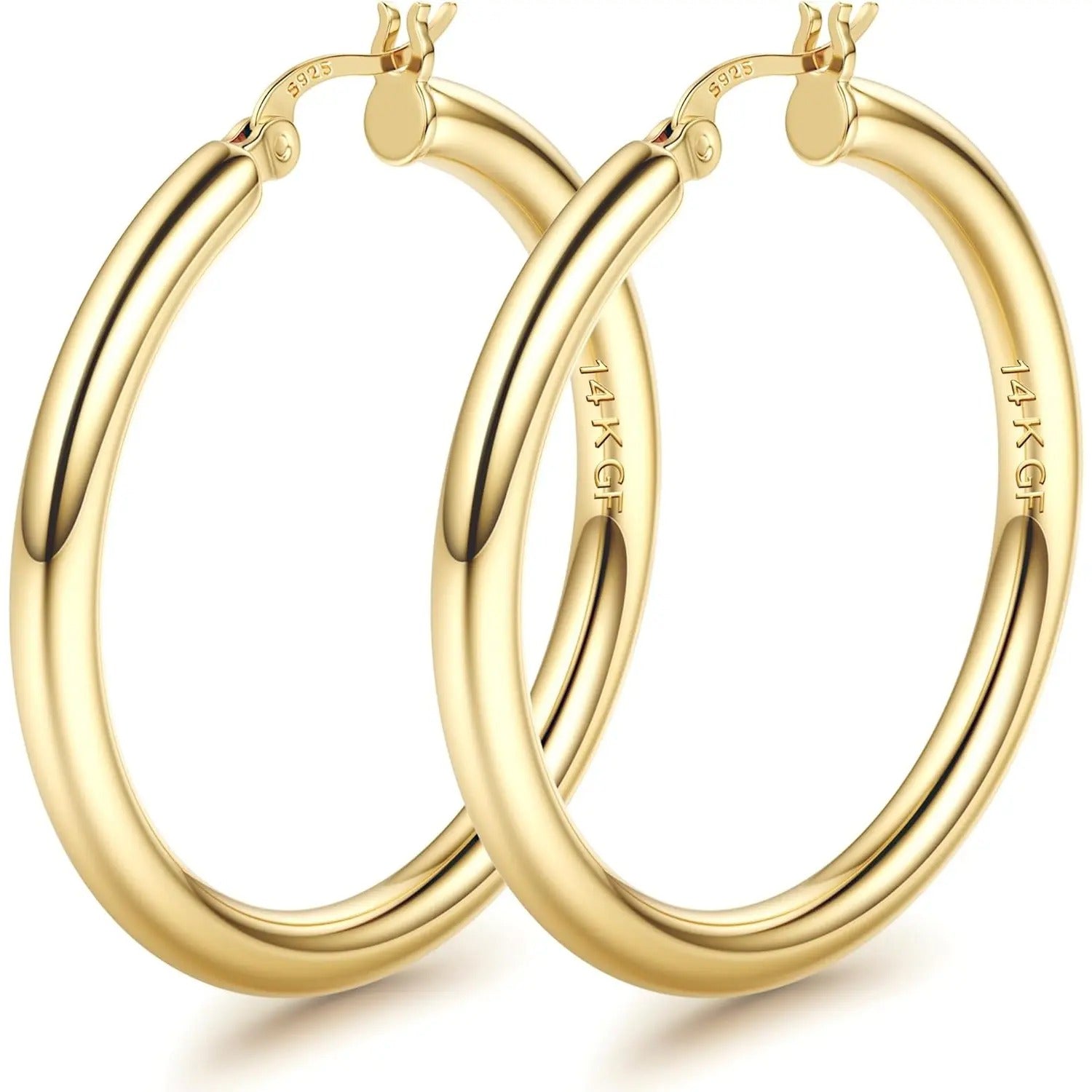 Ischia chunky hoop earrings in gold, 50mm