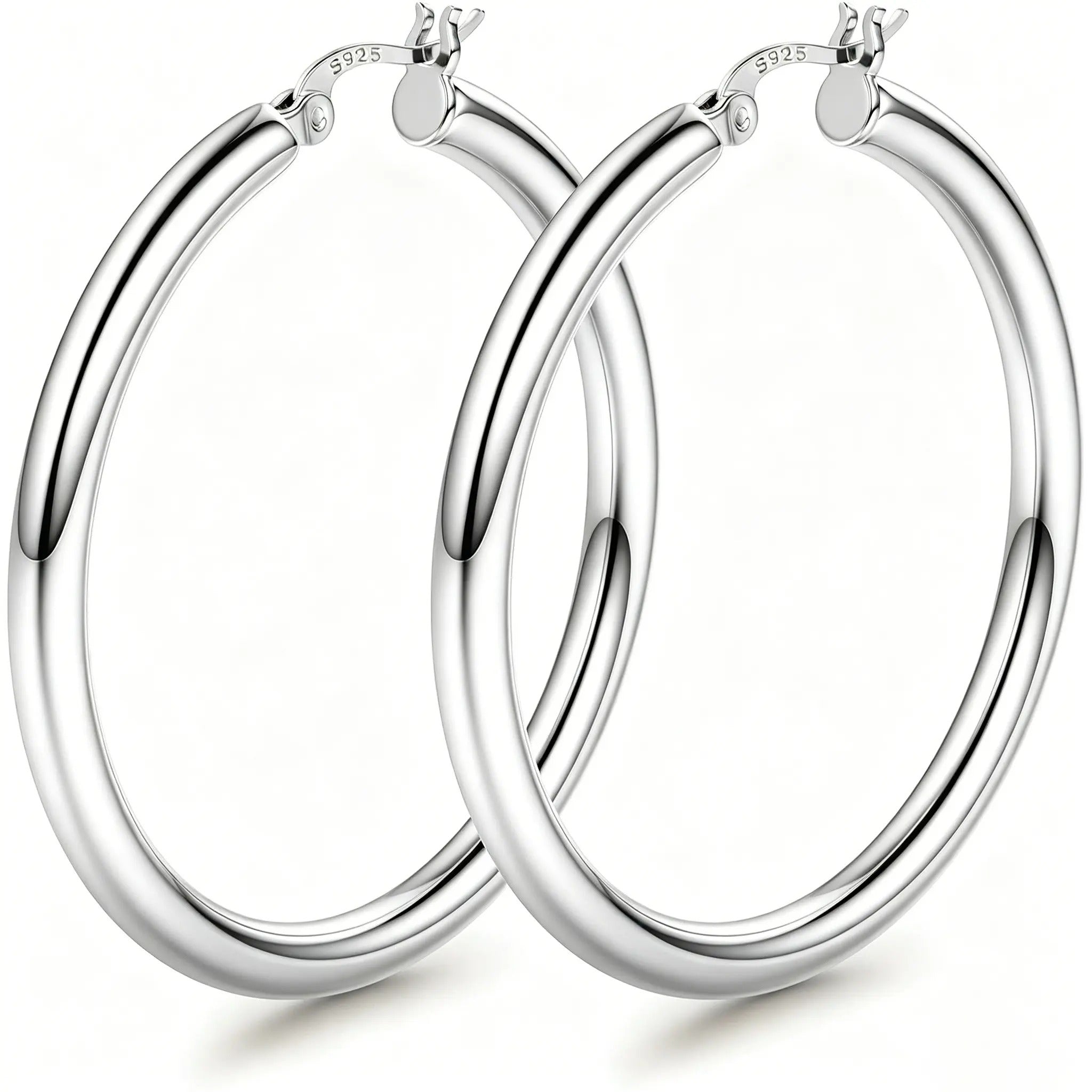 Ischia chunky hoop earrings in silver, 60mm