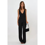Luna satin pant in Black