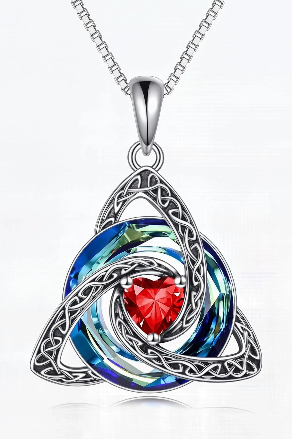 Nodo knot necklace, January garnet birthstone