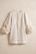 Petalo puff sleeve dress in off white, catalog hero