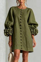 Petalo puff sleeve dress in green