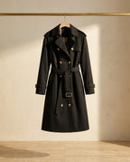Ravello trench coat on warm travertine stone