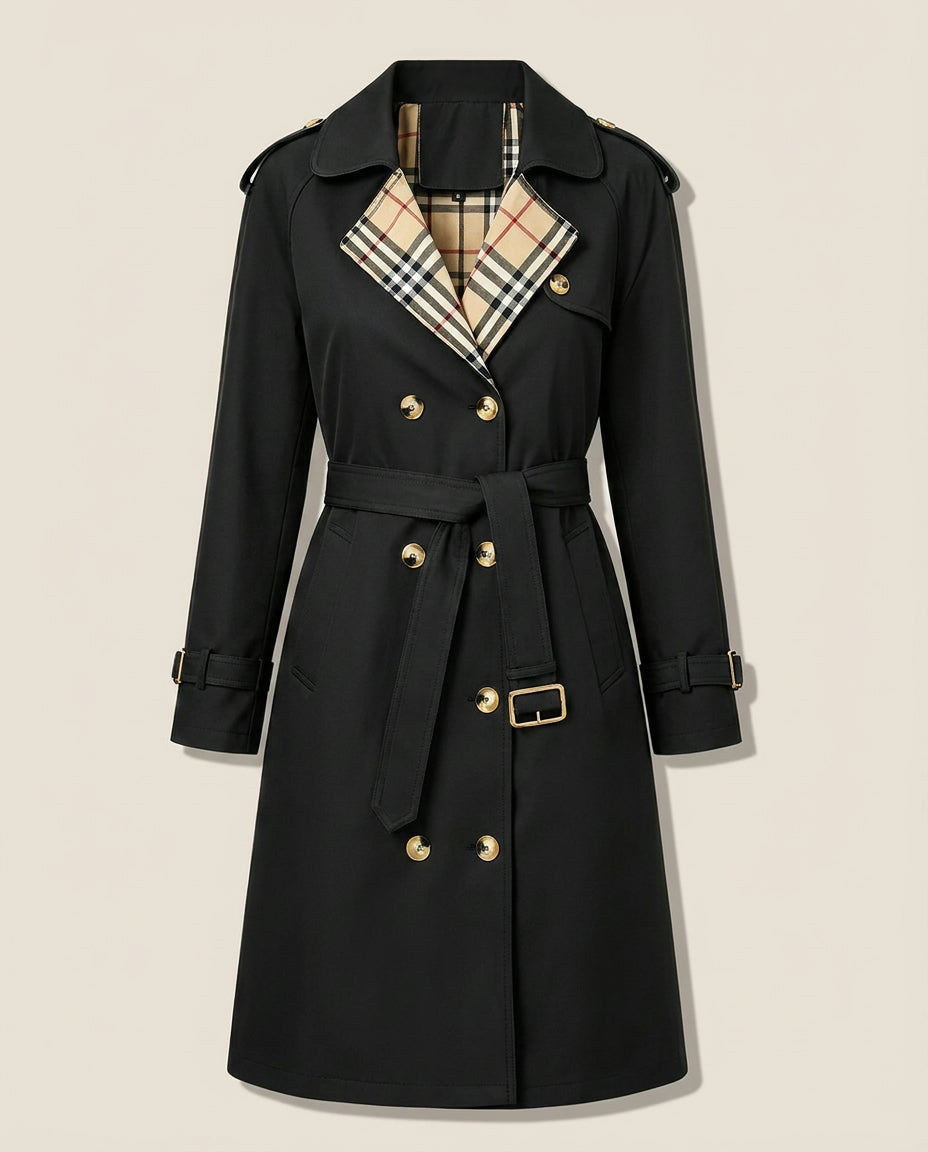 Ravello trench coat on a plain off-white background