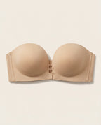 Salda strapless bra on a plain off-white background